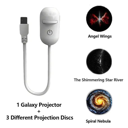 2-in-1 Galaxy Star Projector Night Light USB Powered Starry Sky Projection Lamp Bedroom Party Decorative Atmosphere Light
