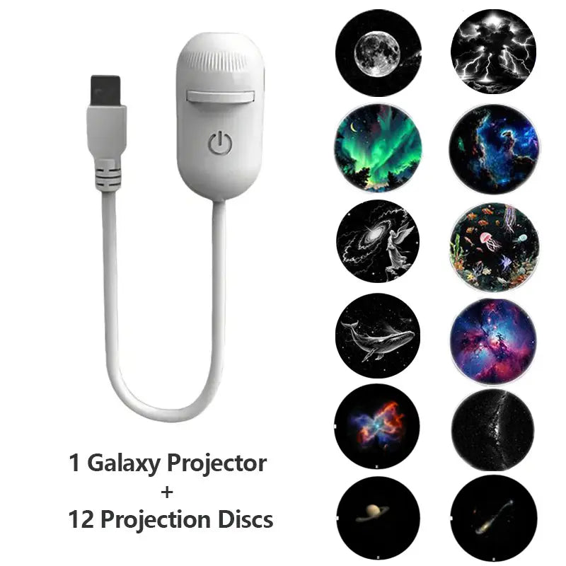 2-in-1 Galaxy Star Projector Night Light USB Powered Starry Sky Projection Lamp Bedroom Party Decorative Atmosphere Light