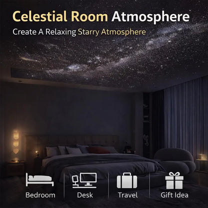 2-in-1 Galaxy Star Projector Night Light USB Powered Starry Sky Projection Lamp Bedroom Party Decorative Atmosphere Light