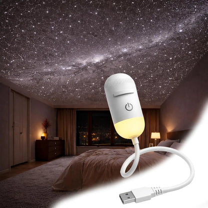 2-in-1 Galaxy Star Projector Night Light USB Powered Starry Sky Projection Lamp Bedroom Party Decorative Atmosphere Light