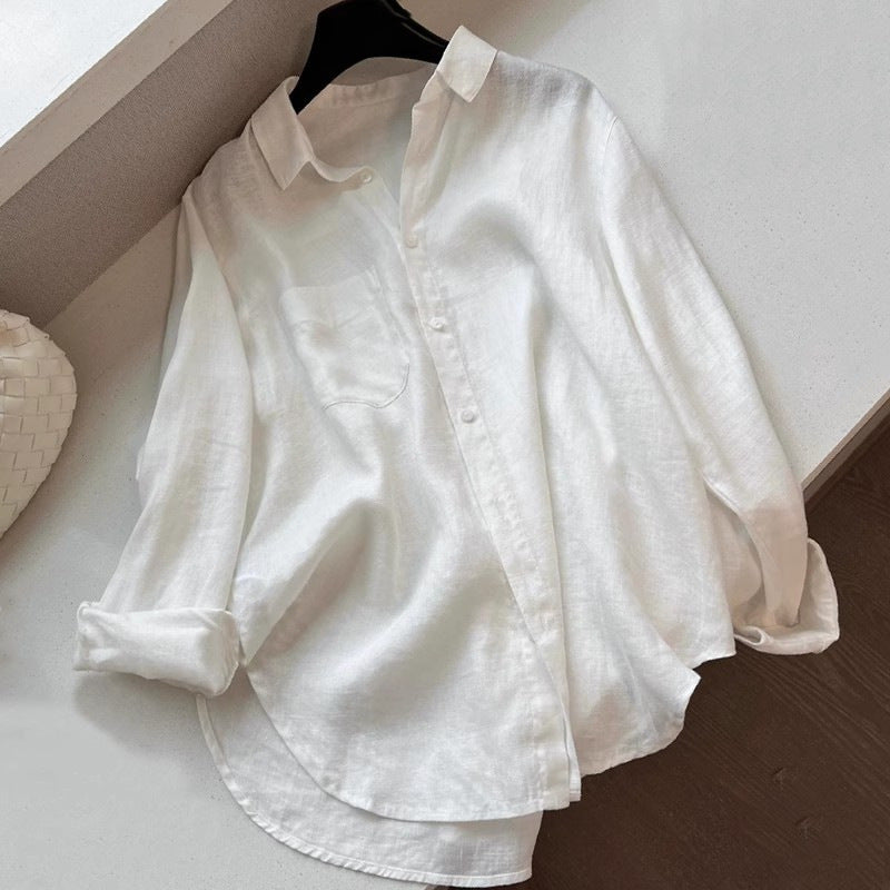 White Linen Old Money Style Shirt