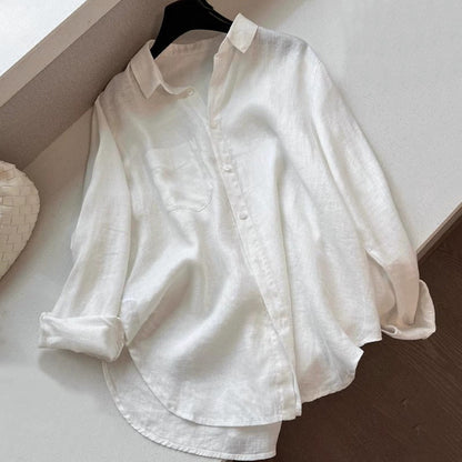 White Linen Old Money Style Shirt