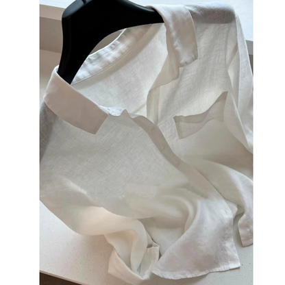 White Linen Old Money Style Shirt