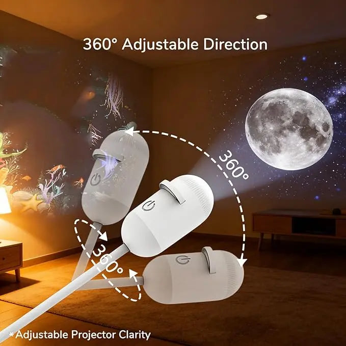 2-in-1 Galaxy Star Projector Night Light USB Powered Starry Sky Projection Lamp Bedroom Party Decorative Atmosphere Light